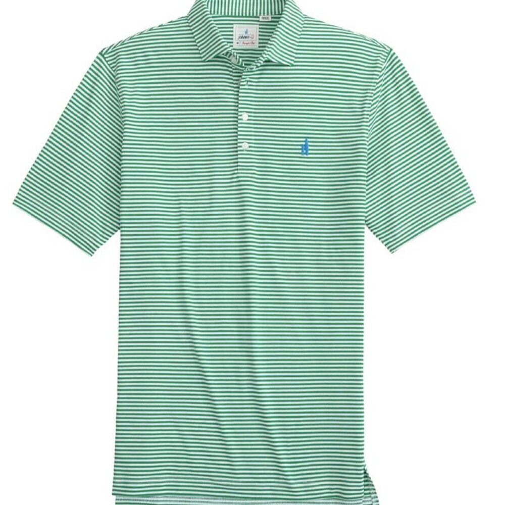 NWT Johnnie-O Boy's Hunter Jr. Striped Mesh Performance Polo Jolly Green 4